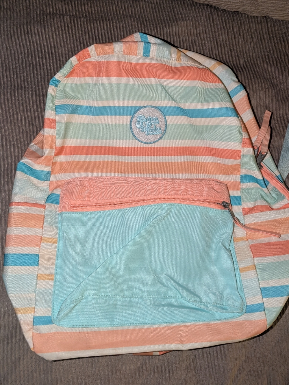 Pura Vida Pastel Stripe Backpack in Peach, Mint & Aqua